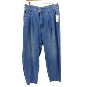 Anthropologie Pilcro Pleated High Rise Tapered Balloon Leg Jeans‎ Blue Size 30